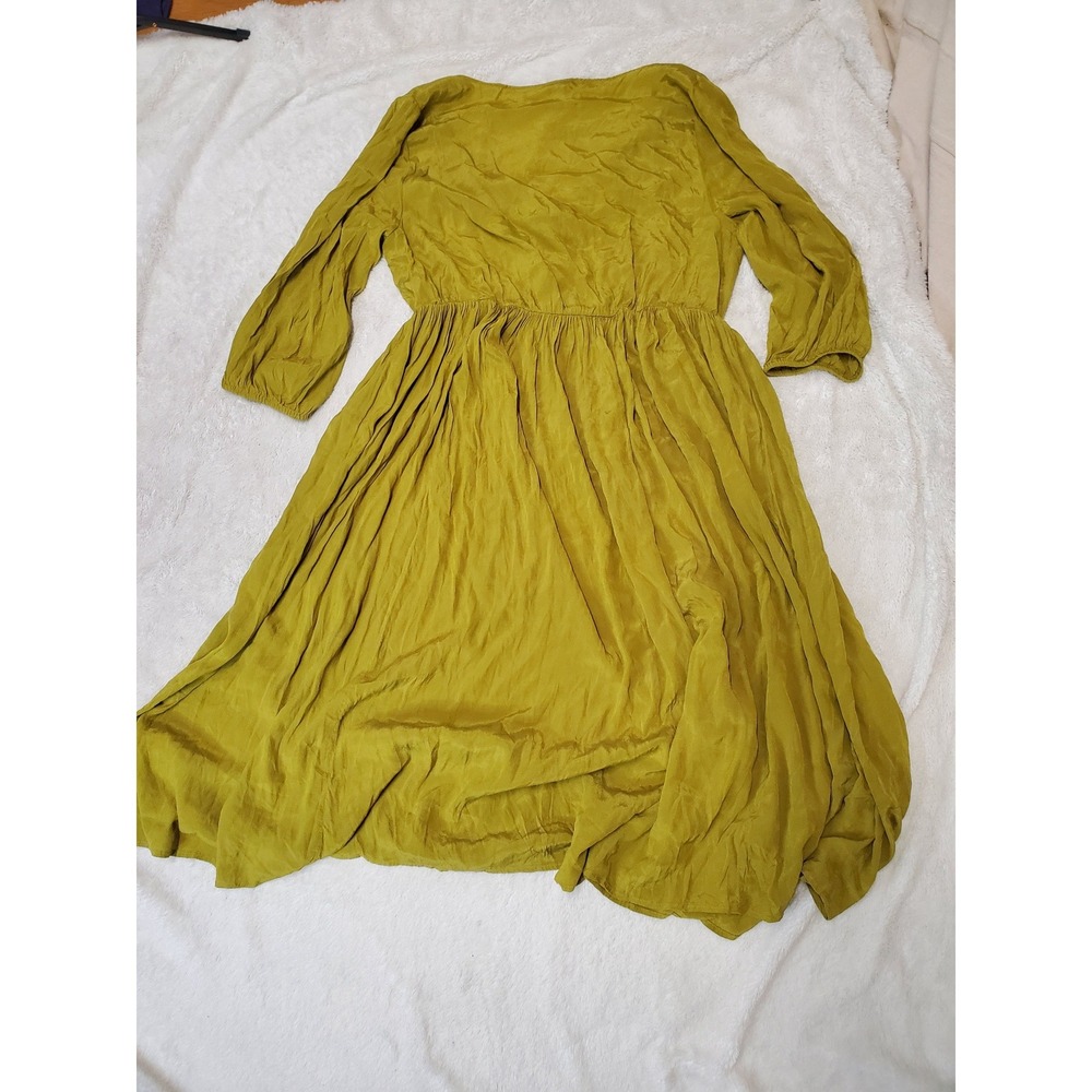 Torrid Chartreuse Green Satin Button Midi Dress 2x 18 20 Boho Bohemian Modest - Picture 3 of 7